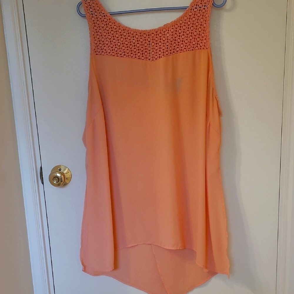 Michel Studio Orange Asymmetrical Sleeveless Tank Top
